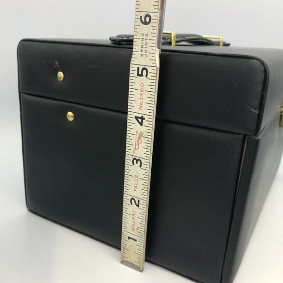 Songmics Leather Travel 3 Tier Fold Out Locking Jewelry Box Mirror & Handle Blk - Picture 16 of 16